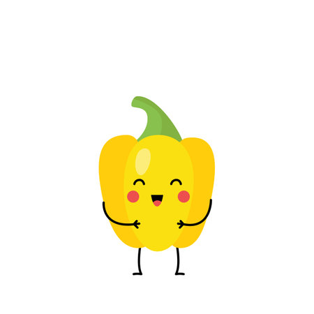 Vector picture of cute cartoon yellow pepper isolated on white background.のイラスト素材