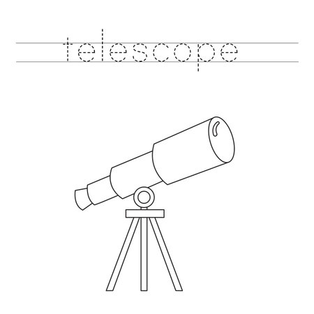 Trace letters and color black and white telescope.のイラスト素材