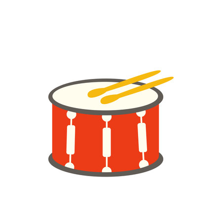 Vector picture of cartoon drum isolated on white background.のイラスト素材