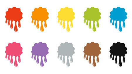 Set of vector cartoon paint splashes of different colors.のイラスト素材