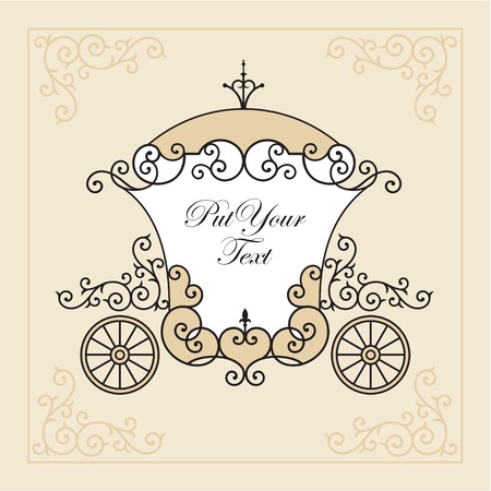 wedding invitation design with carriageのイラスト素材
