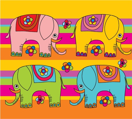 cartoon funny elephantsのイラスト素材