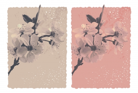 vintage romantic background with plum blossomのイラスト素材