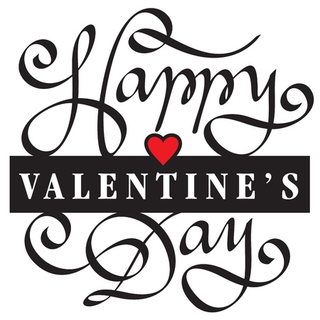 happy valentine day hand letteringのイラスト素材