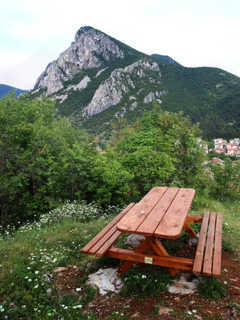 A mountain landscape viewの写真素材