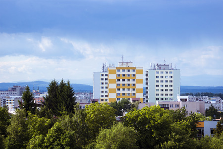 view of the city of Hradec Kralove with prefabsの写真素材