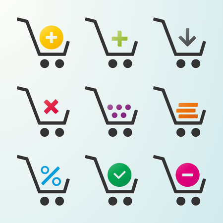 set of icons of shopping cartsのイラスト素材