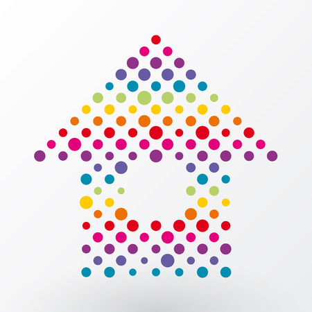 Home icon composed of colored dotsのイラスト素材