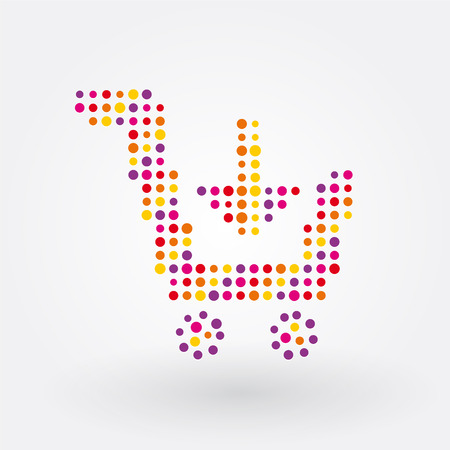Shopping Cart Composed of colorful dotsのイラスト素材