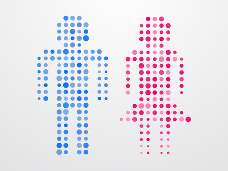 man and woman symbol of color dotsのイラスト素材