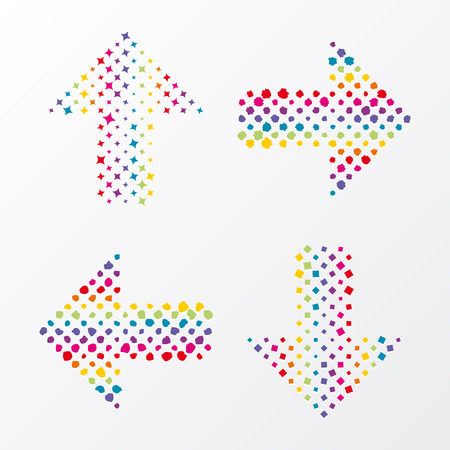 arrow made   8203;  8203;up of small colorful shapesのイラスト素材