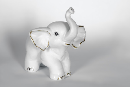 small white porcelain elephantの写真素材
