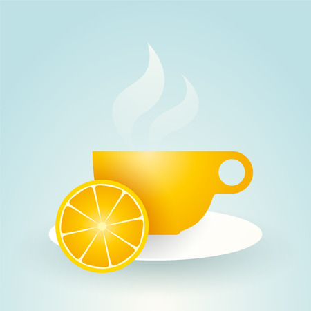 cup of hot tea with lemonのイラスト素材