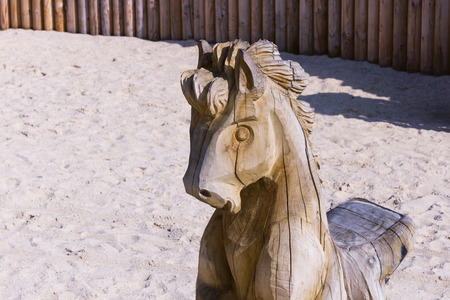wooden horse statueの写真素材