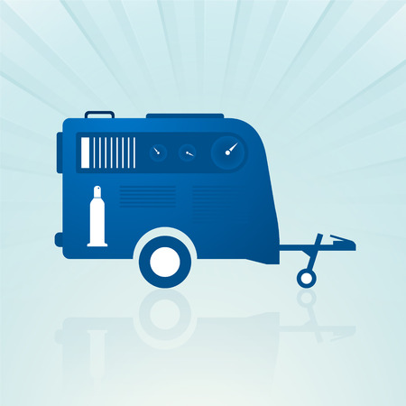 auto trailer with compressorのイラスト素材