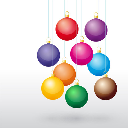 Colorful Christmas balls on a stringのイラスト素材