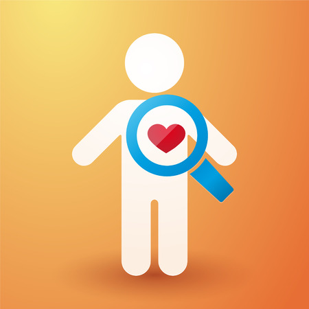 character with a magnifier at heartのイラスト素材