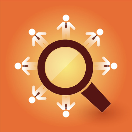 human figures around a magnifying glassのイラスト素材