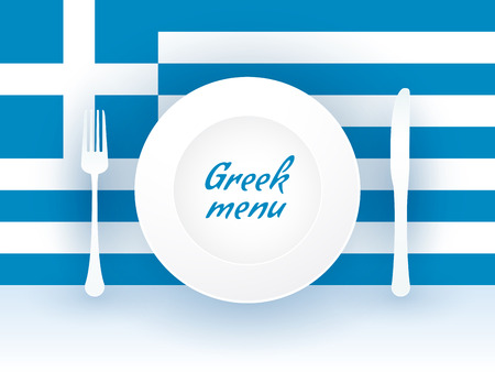sign Greek menu with dishes and cutleryのイラスト素材