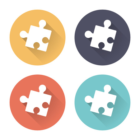 colorful puzzle icons with long shadowsのイラスト素材