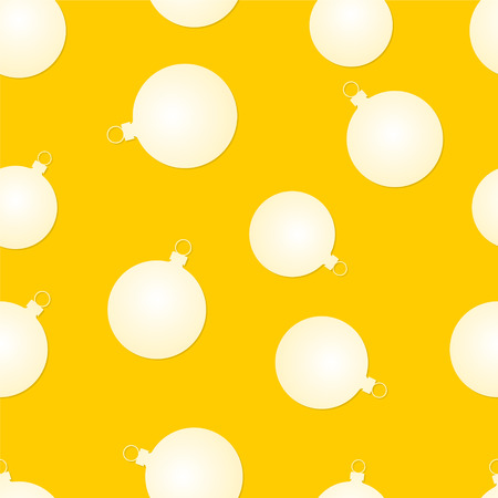 yellow christmas seamless background with themed Christmas ballのイラスト素材