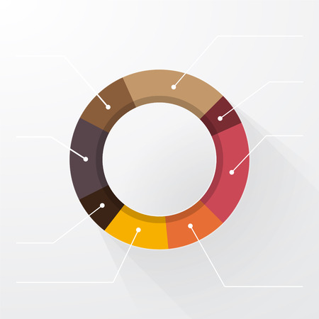 editable pie chart in pastel colors with long shadows and labelsのイラスト素材