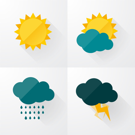 Weather icons with long shadowsのイラスト素材