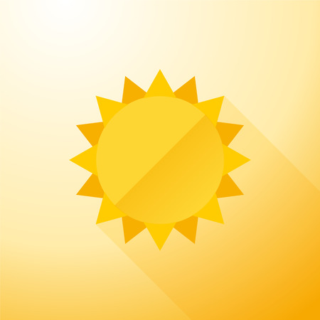 Yellow symbol sun with long shadowsのイラスト素材