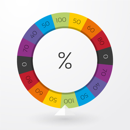 color wheel of fortune with arrow indicators and percentのイラスト素材