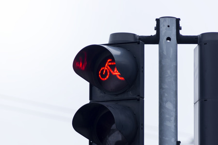 traffic lights with red ban for bicyclesの写真素材