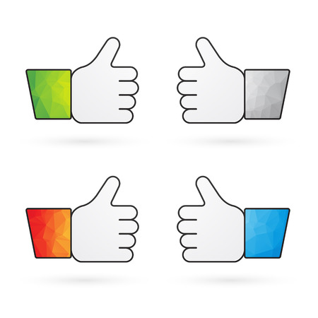 four indicators recommend thumbs up with colorful sleeves as likeのイラスト素材