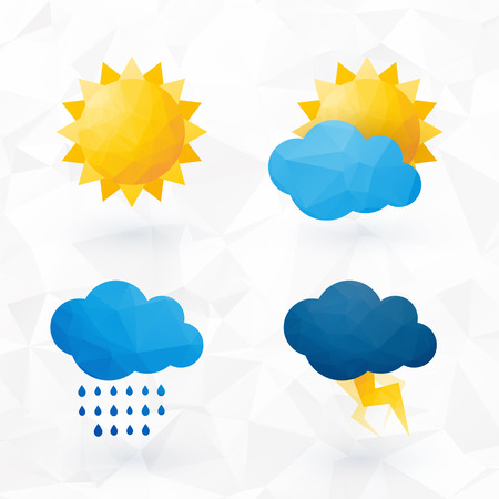 Icons for weather with sun and cloud motif with trianglesのイラスト素材