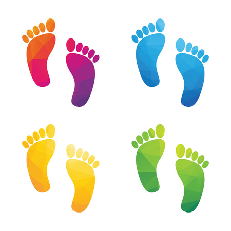 colorful human footprints composed of a triangle isolated on a white backgroundのイラスト素材