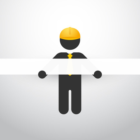 black figure with yellow helmet and white stripesのイラスト素材