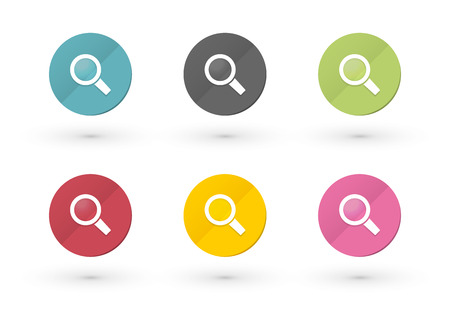 magnifying glass icons in multiple colorsのイラスト素材
