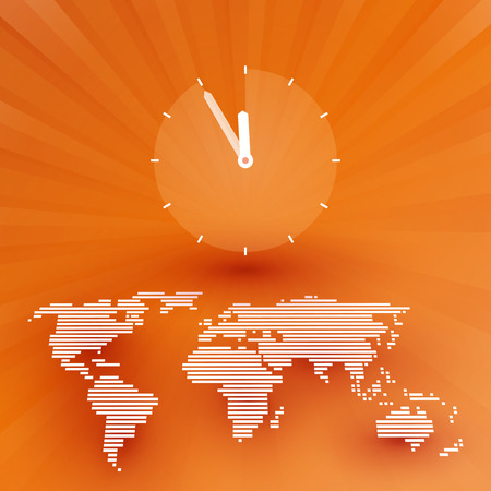 Orange world map with a countdown clockのイラスト素材