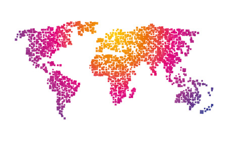 world map squares color gradientのイラスト素材