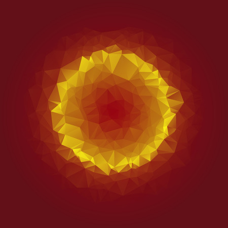 yellow low poly circle on red backgroundのイラスト素材