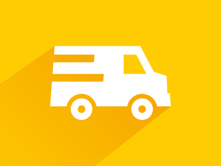 yellow icon free quick delivery with long shadowsのイラスト素材