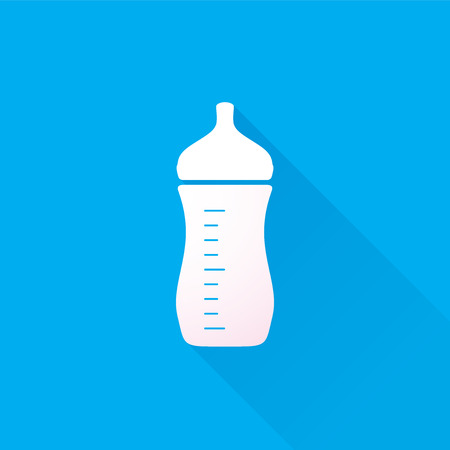 Baby bottle feeding breastfeeding on blue backgroundのイラスト素材