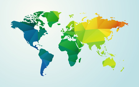 modern map of world color geometric shape backgroundのイラスト素材