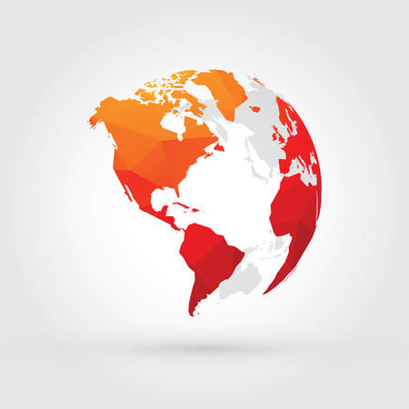orange red globe north, central and south americaのイラスト素材