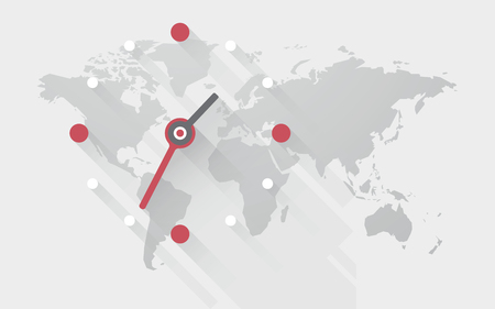 clock on the world mapのイラスト素材