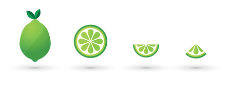 Lime slice fruit abstract icon setのイラスト素材
