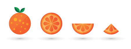Orange fruit slice abstract icon setのイラスト素材