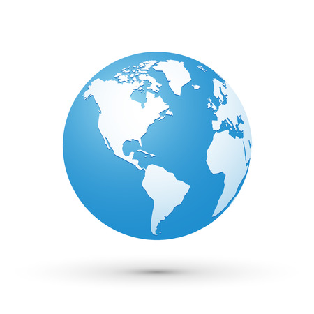 world map blue white illustration globe Americaのイラスト素材