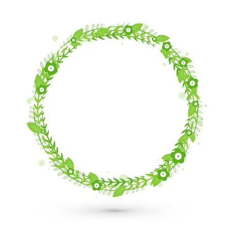 Green floral frame circle vectorのイラスト素材