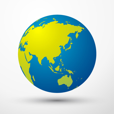 A world globe Asia, Australia, Japan on a plain background.のイラスト素材