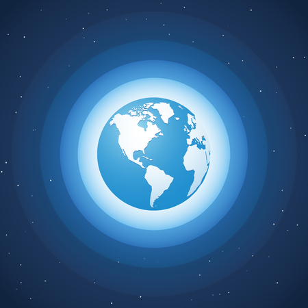 World globe on blue wave background Americaのイラスト素材