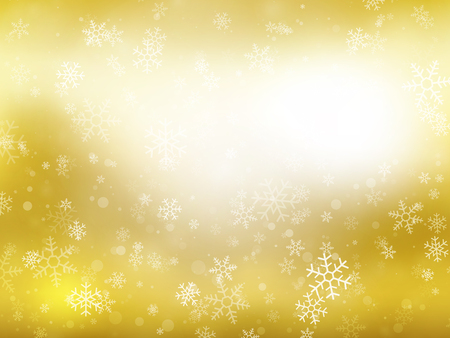 Golden winter background with snowflakesのイラスト素材